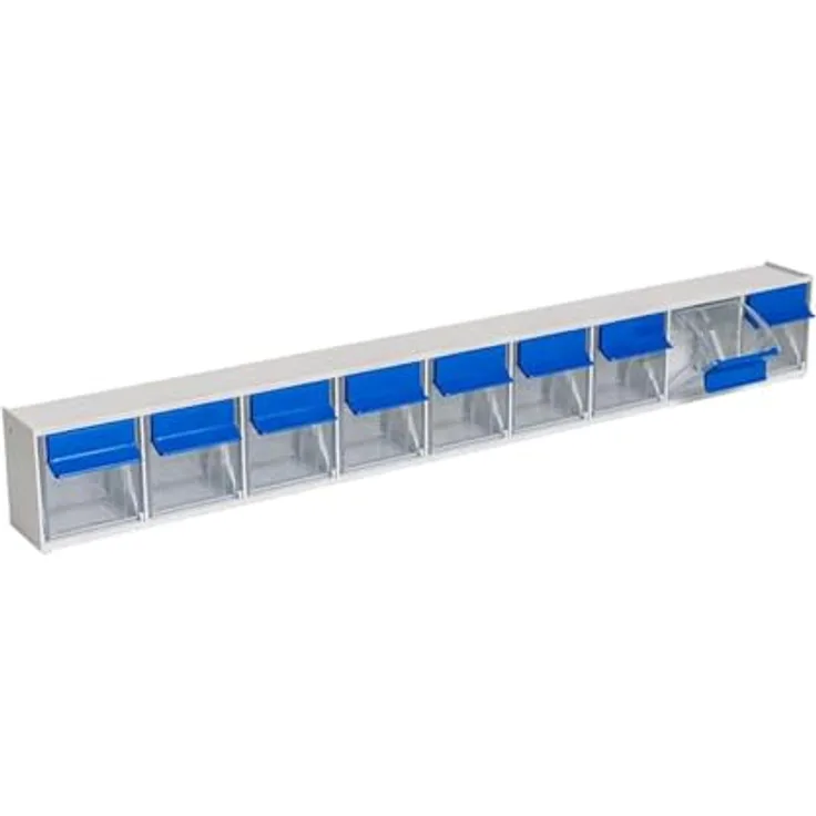 hünersdorff 460300 Klarsichtbehälter MultiStore Lagersystem, 9 transparente und herausnehmbare Behälter, Lichtgrau, hochschlagfester Kunststoff