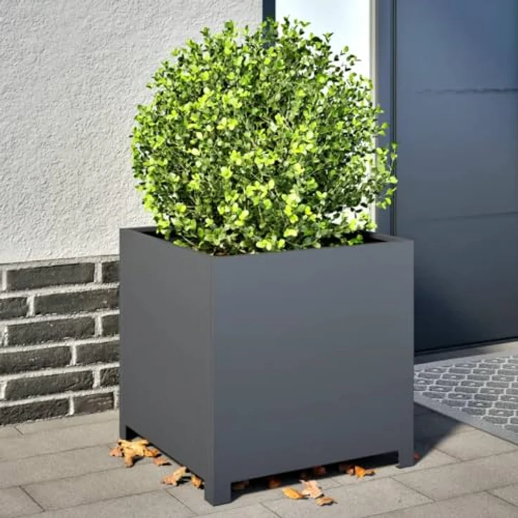 vidaXL Pflanzkübel Anthrazit 50x50x50 cm Stahl mit viel Platz und Unkraut- und Schädlingsschutz – Bild 2