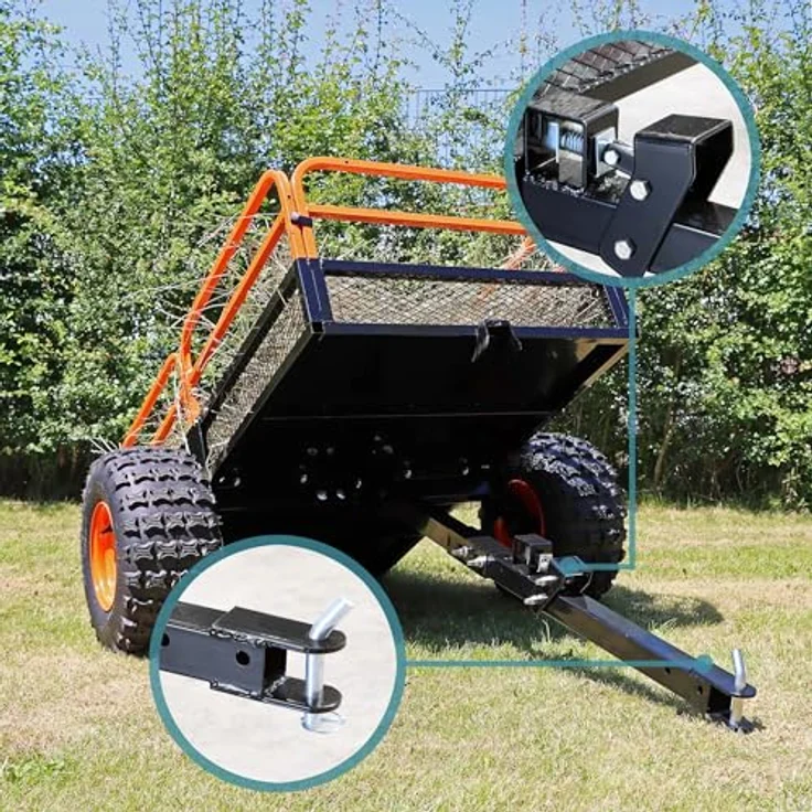 Wiltec Kippanhänger bis 680 kg, Kipper mit Kippfunktion, Gitter und abnehmbaren Seitenwänden, 216 x 122 x 76,2 cm – Bild 4