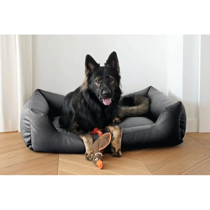 4L Textil Mario Wasserfestes Hundebett Kunstleder Hundekorb, mittelgroße Hunde, 100x70 cm, Schwarz – Bild 3