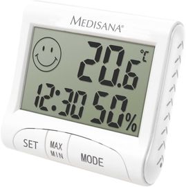 MEDISANA HG 100, digitales Thermo-Hygrometer mit Komfortzonen-Indikator, Alarmfunktion, weiß