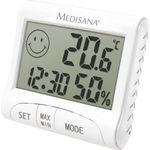 MEDISANA HG 100, digitales Thermo-Hygrometer mit Komfortzonen-Indikator, Alarmfunktion, weiß