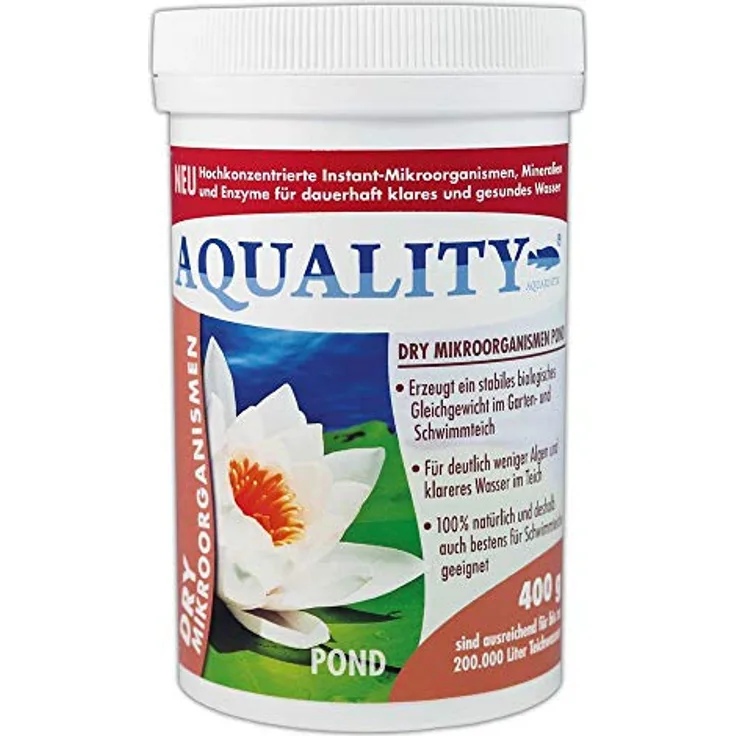 NEUHEIT: AQUALITY Gartenteich Dry Mikroorganismen (Hochkonzentrierte Instant-Mikroorganismen, Mineralien, Enzyme, Abbau Schadstoffe, 100% natürlich), Inhalt:400 g