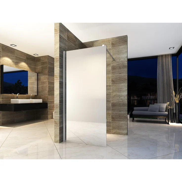 Aloni Walk-in-Dusche ECOM120, Spiegelglas, 8mm ESG-Sicherheitsglas mit Nano-Beschichtung