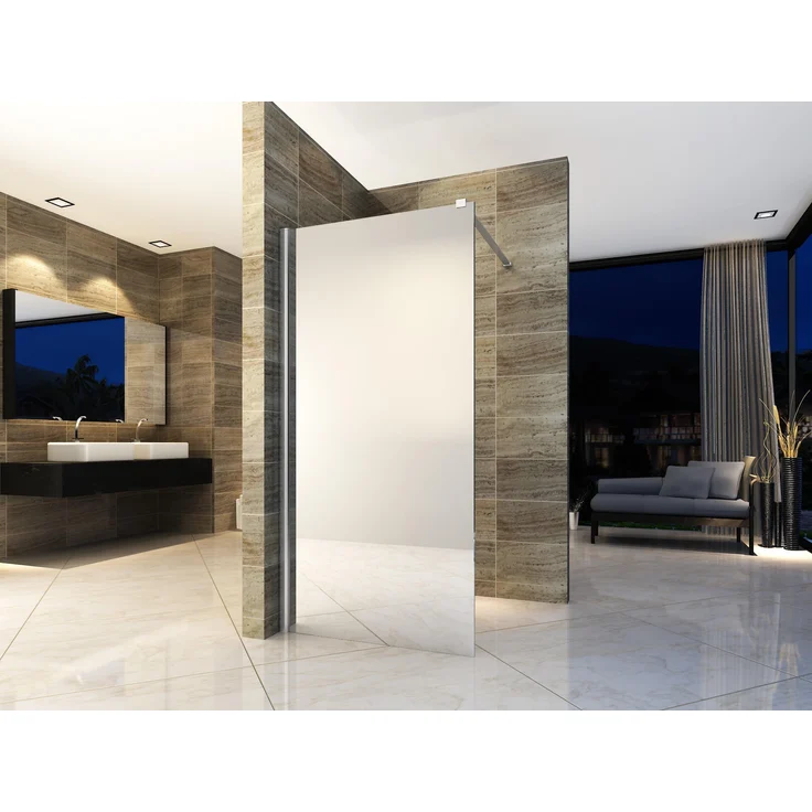 Aloni Walk-in-Dusche ECOM120, Spiegelglas, 8mm ESG-Sicherheitsglas mit Nano-Beschichtung