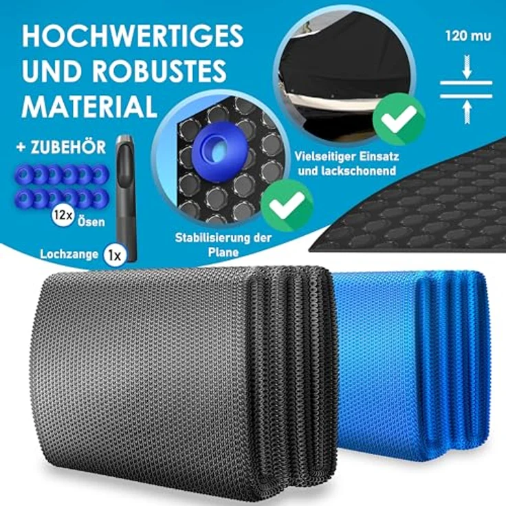 KESSER Pool Solarabdeckplane Rund Ø 244 cm | Solarfolie Stärke 120 µm | Solarabdeckung Solarplane zuschneidbar |Poolsolarplane Solar Folie Poolheizung für Wassererwärmung Wärmeplane Schwarz, Ø 488 cm – Bild 5