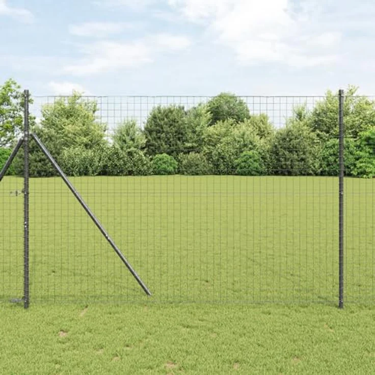 vidaXL Zaunpfosten Set, 7 Stück aus galvanisiertem Stahl, grau, Ø32 mm, 210 cm, wetterfest, für Außenprojekte – Bild 2