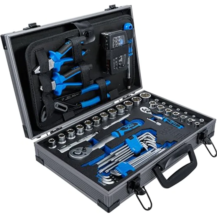 BGS TECHNIC Universal-Werkzeugkoffer 85-tlg., stabiler Hartschalenkoffer mit Chrom-Vanadium Werkzeugen und schmutzabweisender MDF-Beschichtung