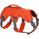 RUFFWEAR Mehrzweck-Hundegeschirr mit Griff, Web Master, verstellbares, Geschirr, 2 Leinenbefestigungen, für den täglichen Gebrauch, Blaze Orange, XXS