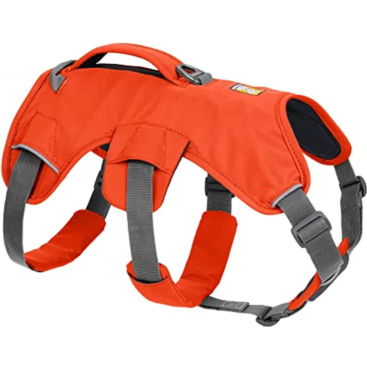 RUFFWEAR Mehrzweck-Hundegeschirr mit Griff, Web Master, verstellbares, Geschirr, 2 Leinenbefestigungen, für den täglichen Gebrauch, Blaze Orange, XXS