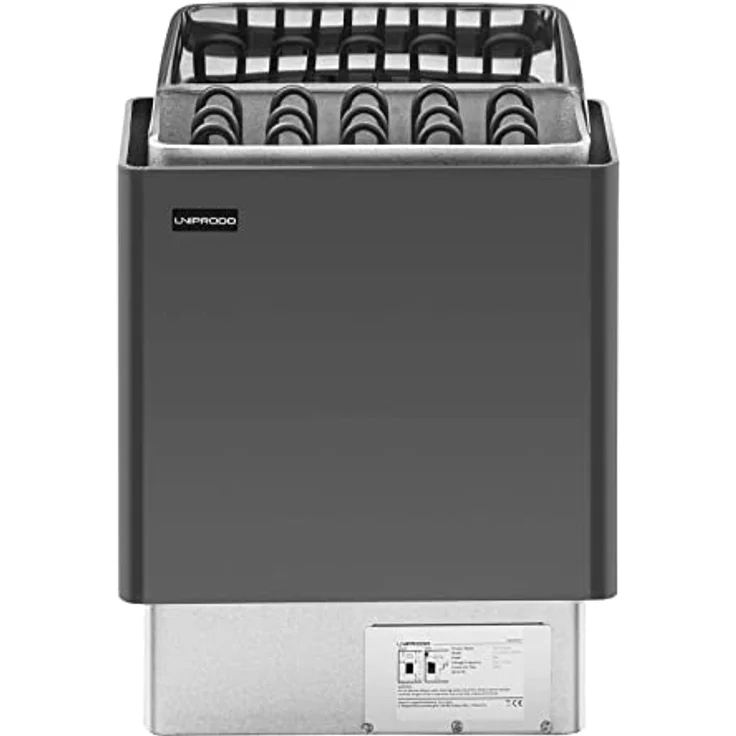 Uniprodo Saunaofen UNI_SAUNA_G8.0KW, 8 kW elektrisch für Trockensauna 30 bis 110 °C, grau/silberfarben, mit Überhitzungsschutz und Thermostat – Bild 6