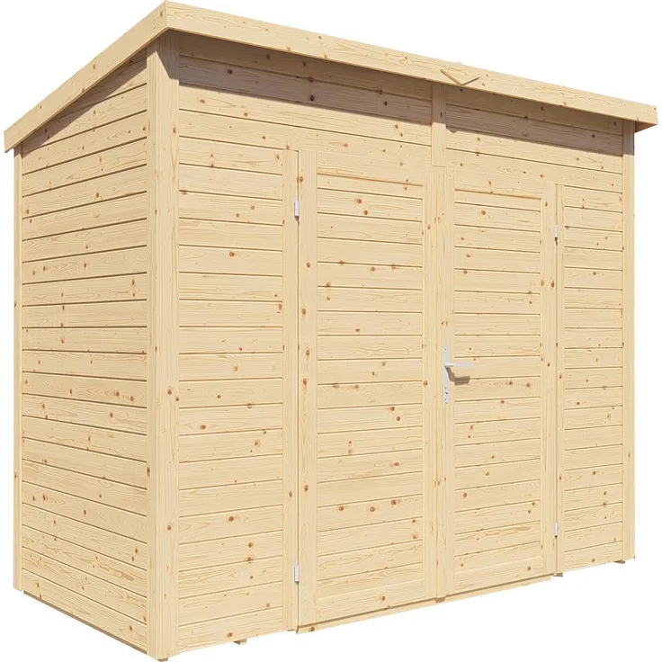 Bertilo Gerätehaus Timmo 2, Pultdach, 19 mm naturbelassen, 244x121 cm, robust und langlebig