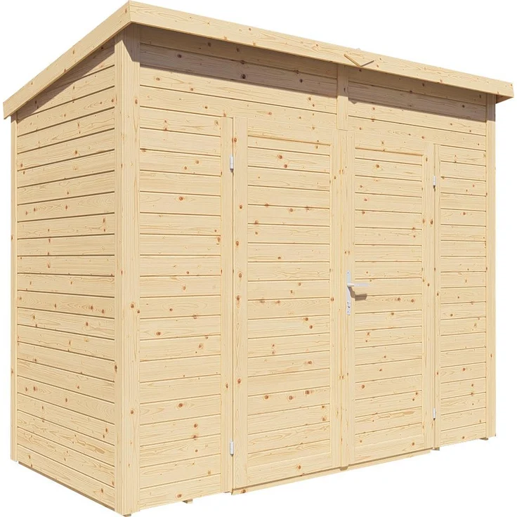 Bertilo Gerätehaus Timmo 2, Pultdach, 19 mm naturbelassen, 244x121 cm, robust und langlebig