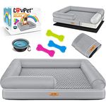 Lovpet® Orthopädisches Hundebett Hundekissen Hundekorb Relax, inkl. Napf + 3X Kauknochen, 91x71x22cm Grau
