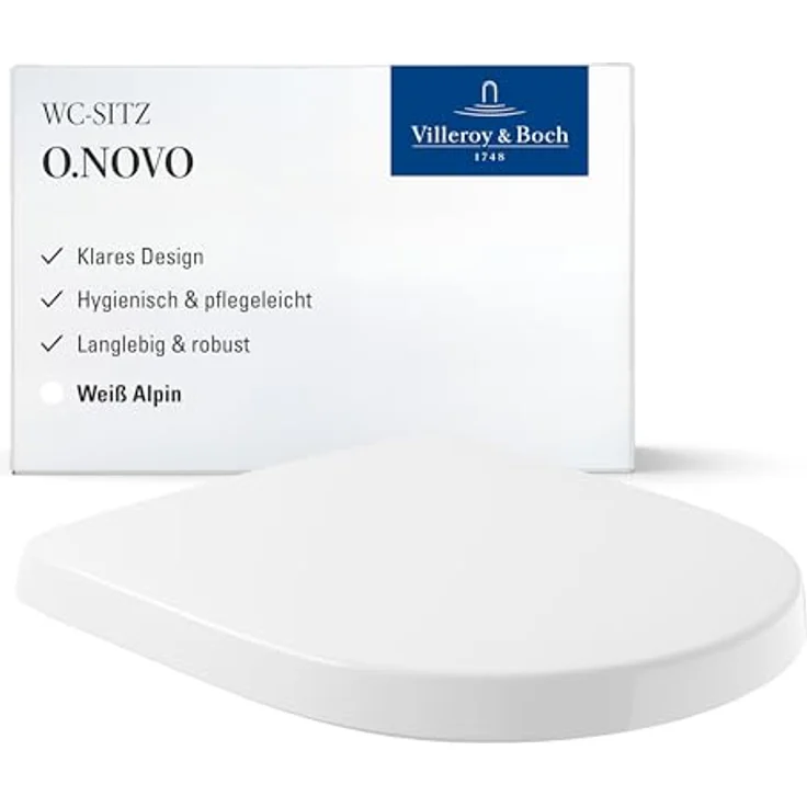 Villeroy & Boch O.novo WC-Sitz, Duroplast, 423 x 368 x 51 mm, Weiß Alpin – Bild 1