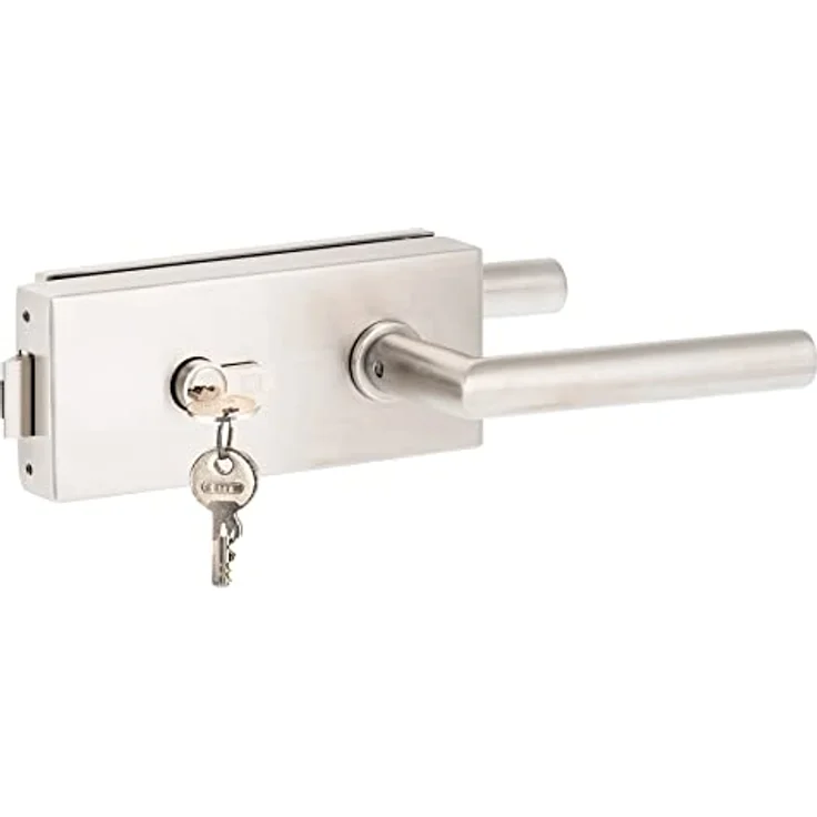 ck-türbeschläge Q Set PZ inkl. Profilzylinder V2A Edelstahl matt inkl. Officebändern +RT metallische Innenmechanik New Orleans 3454324, Glastürschloss Serie "Q" eckig, 8 mm Glas, V2A Edelstahl matt gebürstet – Bild 3