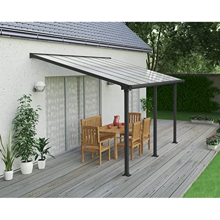 CANOPIA Terrassenüberdachung Alu Olympia 3X4.25 Grau, Polycarbonat Hohlkammerplatten Pergola 425 x 295 cm - Klassisch & Elegant, umfassender UV-Schutz – Bild 2