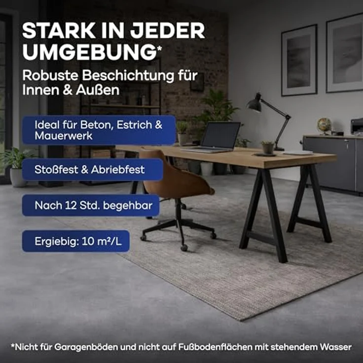 Plid® Betonfarbe Innen & Außen, Frostsicher, Kieselgrau, 0,75L, Flüssigkunststoff Bodenbeschichtung für Beton, Zement, Mauerwerk & Holz - Made in Germany – Bild 5