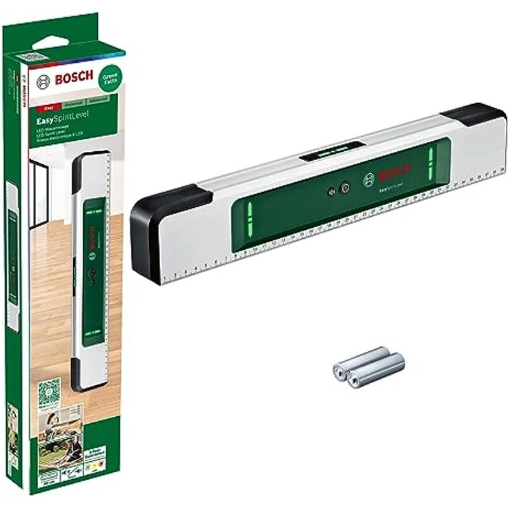 Bosch Wasserwaage EasySpiritLevel (intuitives LED-Konzept, Tonunterstützung, Neigungen bis zu +/-3°, 0,1° Genauigkeit bei 0°, 90°, 180° und 270°, aufgedruckte Skala, in Karton) – Bild 1