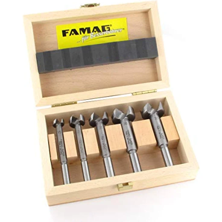 Famag Bormax 2.0 WS Forstnerbohrer-Set, 4-teilig, Ø 15-35 mm, für Holzwerkstoffe und MDF, mit Holzkasten – Bild 1