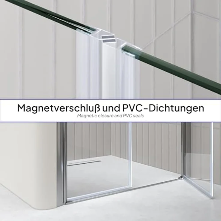 i-flair Duschtür 84-88 cm, 195 cm Höhe, mit 6 mm ESG Sicherheitsglas und Hebe-Senk Mechanismus, chromfarbener Griff und Aluminiumprofil – Bild 7