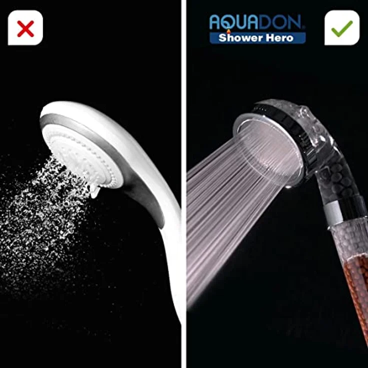 Aquadon Shower Hero – wassersparender Duschkopf mit Mineralsteinen – Duschbrause mit 3 Wasserstrahl-Einstellungen – druckerhöhender Sparduschkopf mit Filter-Funktion für weiches Wasser – Bild 4