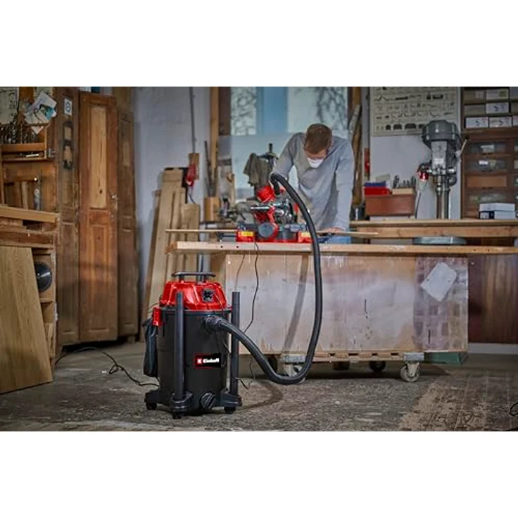 Einhell Nass-Trockensauger TC-VC 1930 A (1.500 Watt, 190 mbar Saugleistung, 30 L Auffangbehälter, Automatiksteckdose) in Rot – Bild 3