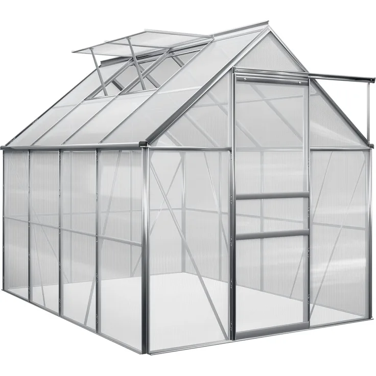 Gardebruk Aluminium Gewächshaus 4,75m² 250x190cm inkl. 2 Dachfenster Treibhaus Garten Frühbeet Pflanzenhaus Aufzucht 7,63m³