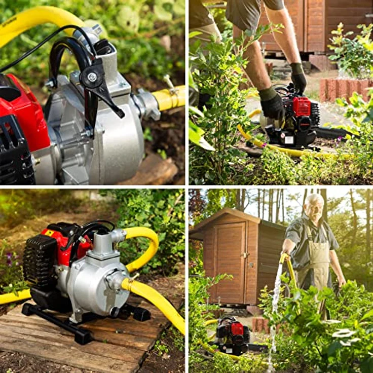 Eberth 1' Benzin Wasserpumpe (12.500 l-h, 2 PS Benzinmotor, 1 Zoll Anschluß, 17,5m Förderhöhe, 7m Ansaughöhe, Seilzugstart) Motorpumpe – Bild 5