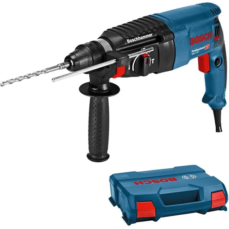 Bosch Professional Bohrhammer GBH 2-26 mit Tiefenanschlag, Zusatzhandgriff, 830 Watt-Motor, 2,7 Joule, SDS-Plus Werkzeugaufnahme, Transportkoffer – Bild 1