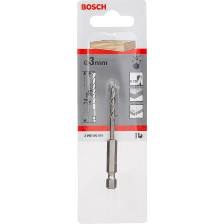 Bosch Professional Holzspiralbohrer mit 1-4- Sechskantschaft HSS (Ø 3 mm) - Preisvergleich