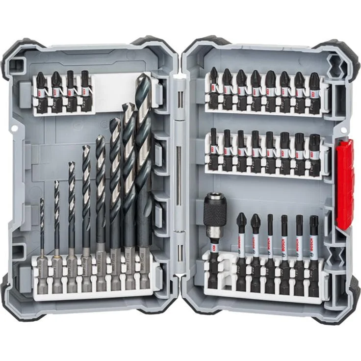 Bosch Impact Control HSS Bohrer- und Schrauberbit-Set 35-teiliges Zubehör-Set bestehend aus 19 Bits mit Länge 25 mm, 6 Bits mit Länge 50 mm, 8 HSS-Bohrer, 1 QC UH, 1 Aufbewahrungsbox – Bild 1