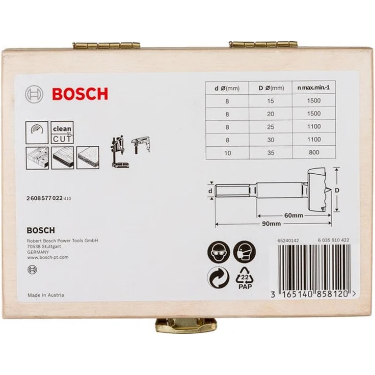 Bosch Professional 5tlg. Forstnerbohrer Set (für Holz, Ø 15-20-25-30-35 mm, Länge 90 mm, Zubehör Bohrmaschine) 2608577022 – Bild 3