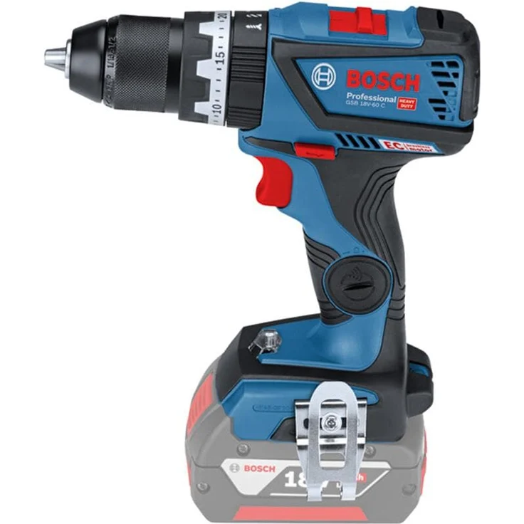 Bosch Professional 18V System Akku Schlagbohrschrauber GSB 18V-60 C (max. Drehmoment: 60 Nm,Bohr-Ø max.: Holz-Stahl-Mauerwerk 38-13-13 mm,Connect Ready, ohne Akkus und Ladegerät,in L-Boxx) – Bild 3