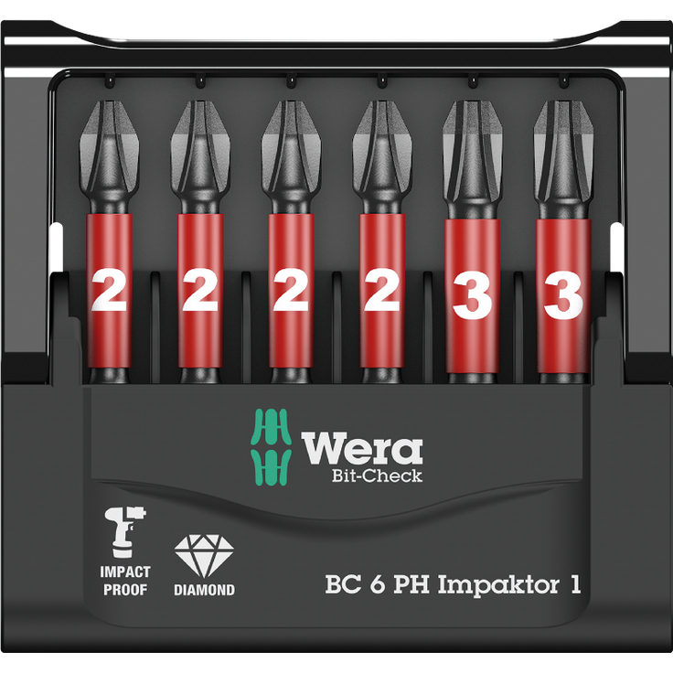 Wera Bit-Sortiment, Bit-Check 6 PH Impaktor 1, 6-teilig, 05057691001 – Bild 2