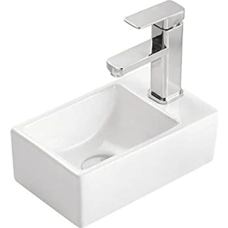 Design Waschtisch Kleines Gäste Wc Handwaschbecken Hahnloch Rechts Waschbecken - Preisvergleich