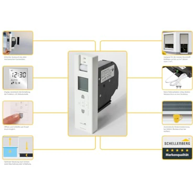 Schellenberg 22766 Elektrischer Gurtwickler RolloDrive 65 Plus, Unterputz Rolladenantrieb bis 6 m², 10 Nm, Gurtband 23 mm, max. Zugkraft 45 kg, mit Display, Zeit- und Astrofunktion – Bild 2