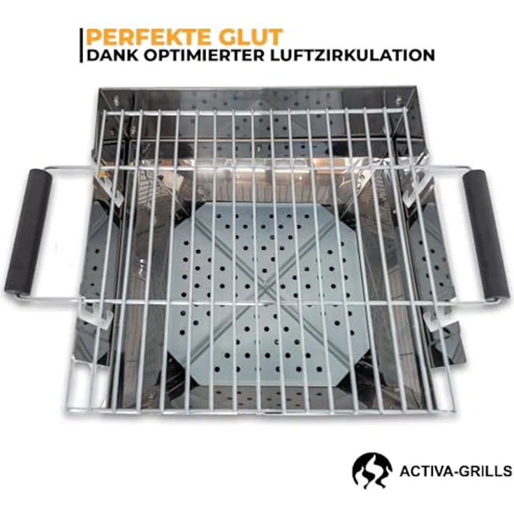 Activa Holzkohlegrill Säulengrill Saalfeld, Holzkohlegrillfläche 36 x 36 cm – Bild 6
