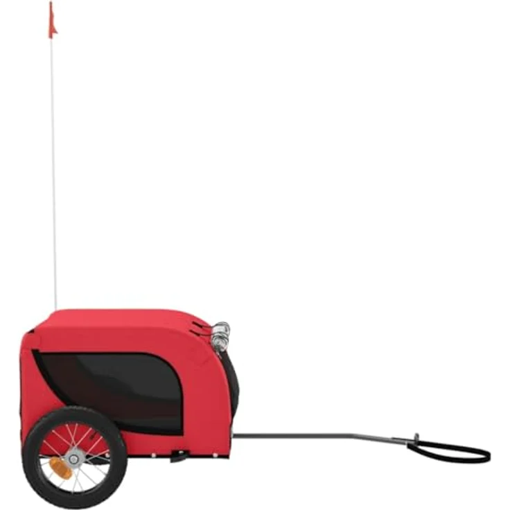 vidaXL Hunde-Transportbox Fahrradanhänger Hunde Rot und Schwarz Oxford-Gewebe und Eisen, 30 kg max. Belastbarkeit – Bild 5