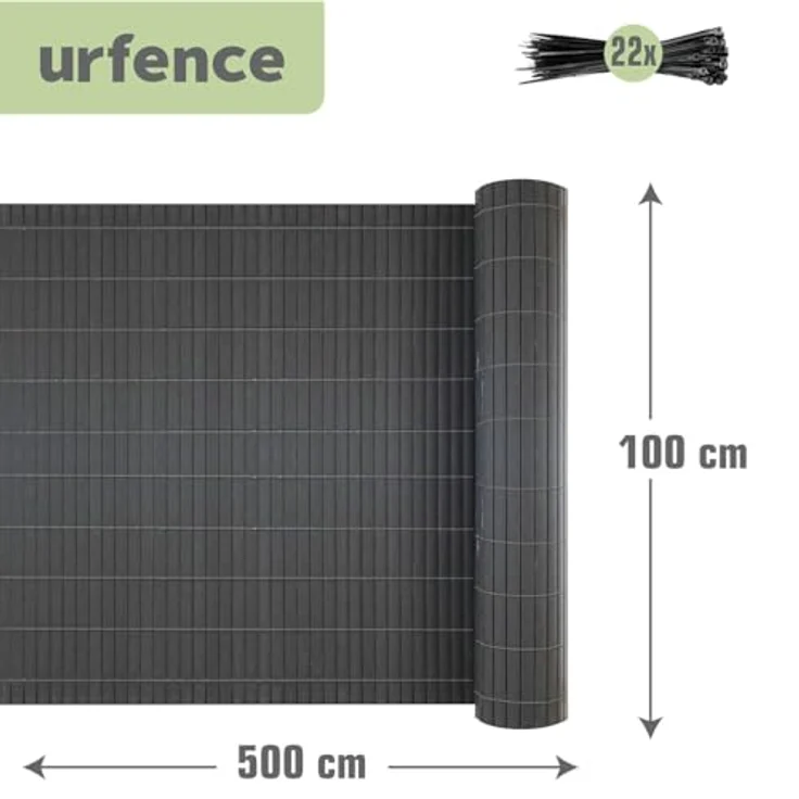 UrFence Balkon Sichtschutz PVC 100x500 cm, anthrazit, wind- und wetterbeständige Sichtschutzmatte mit breiten Stäben für maximalen Sichtschutz – Bild 5