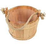 Croll & Denecke Saunakübel aus Kiefernholz, Durchmesser 28 cm, mit wasserdichtem Kunststoffeinsatz und Naturkordel, 3 Liter Fassungsvermögen