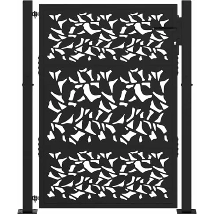 vidaXL Gartentor Schwarz 105x130 cm Stahl Blatt-Design Abschließbar mit 3 Schlüsseln – Bild 4