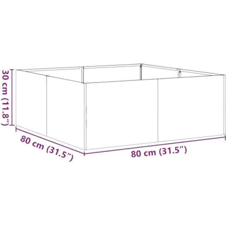 vidaXL Hochbeet Pflanzkübel Rostig 80x80x30 cm, wetterfester Stahl, dekoratives Pflanzgefäß für Garten und Terrasse – Bild 3