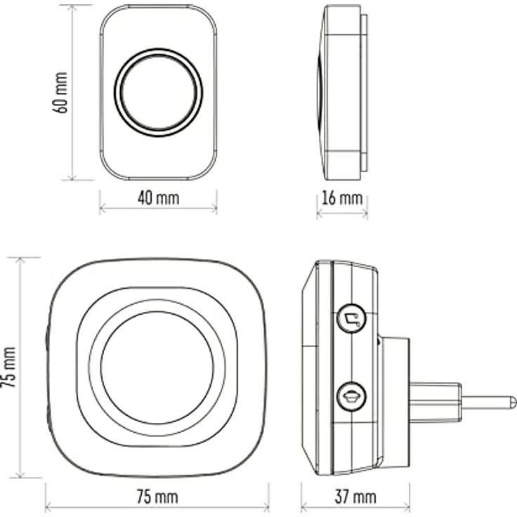 EMOS Funkklingel/Türklingel Set, 36 Melodien, 150m Reichweite, weiß, 4 Lautstärken bis 110 dB, batteriebetriebener Taster, P5733W – Bild 5
