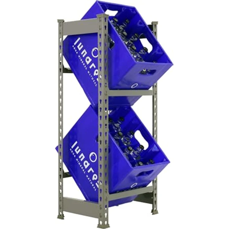 SIMONRACK Getränkekistenregal KIT SIMONBOTTLE 2 GRIS, stahlgrau, 40 x 30 x 100 cm, 200 kg Tragkraft, mit 2 Fachböden – Bild 1