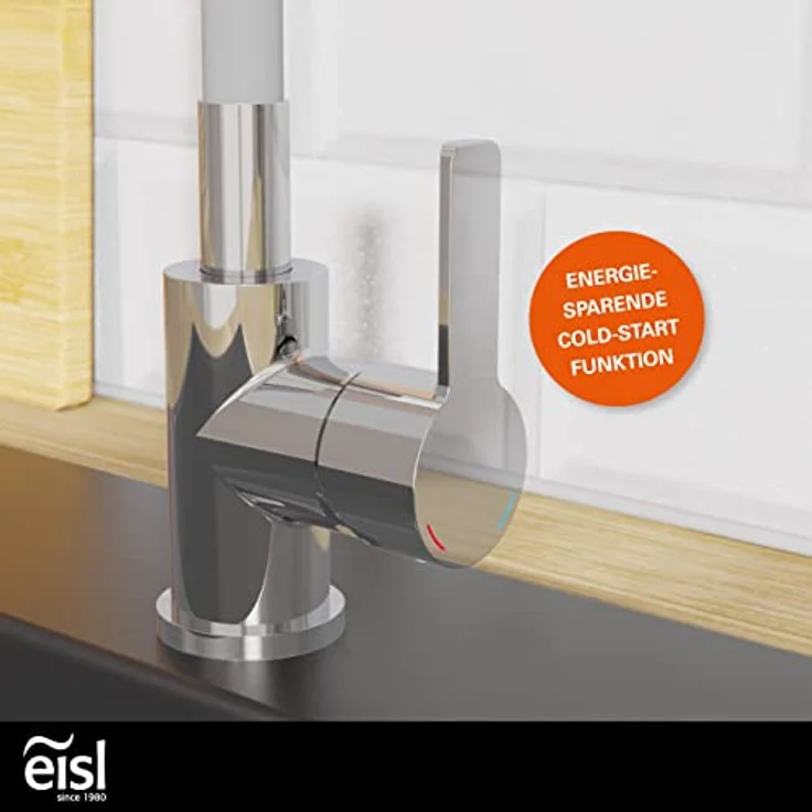 Eisl Flexo Spültischarmatur, energiesparender Cold-Start, wassersparender Eco-Click, 360° schwenkbar, Soft-Touch Auslauf – Bild 4