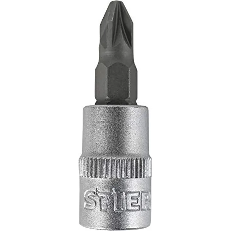 STIER Pozidriv-Bit-Steckschlüsseleinsatz 1/4'', PH 1, langlebig aus Chrom-Vanadium-Stahl, matte Ausführung