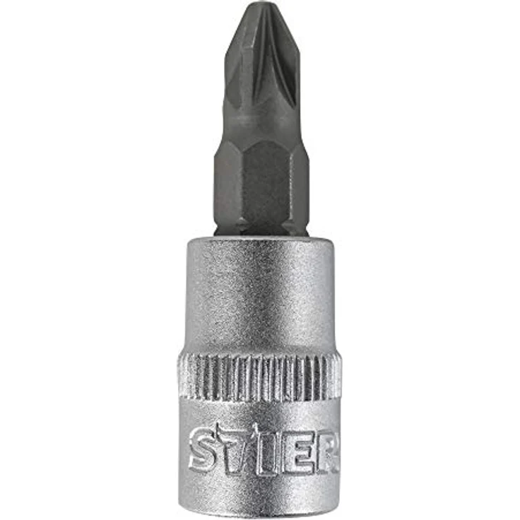 STIER Pozidriv-Bit-Steckschlüsseleinsatz 1/4'', PH 1, langlebig aus Chrom-Vanadium-Stahl, matte Ausführung – Bild 1