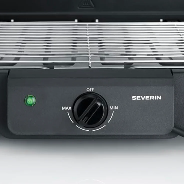 Severin PG8594, Standgrill mit Edelstahl-Grillrost 38x22cm, 2000W, stufenlos einstellbare Temperatur von 35-200°C, inklusive Ablagerost und Wasserauffangschale – Bild 6