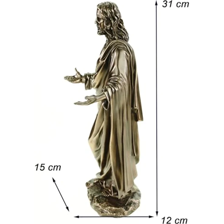 Jesus als Prediger bronzierte Figur Christentum Kreuz Dekoration – Bild 4